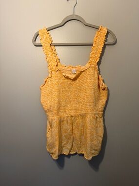 Old Navy Yellow Smocked Ruffle-Strap Tank Top
